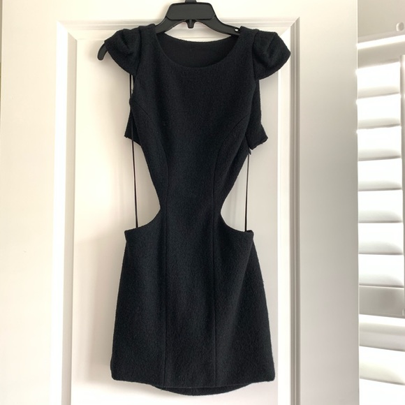 Aqua Snoop Boiled Wool Dress with Cut Out - Picture 2 of 9